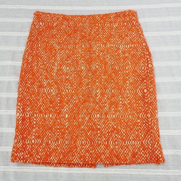 J. Crew Dresses & Skirts - J Crew Womens Orange Tweed No. 2 Pencil Skirt Size 4 Petite